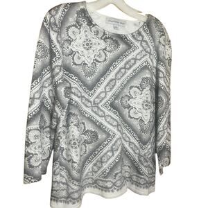 Samantha Grey Metallic Black White & Gray Silver Lurex Size Small